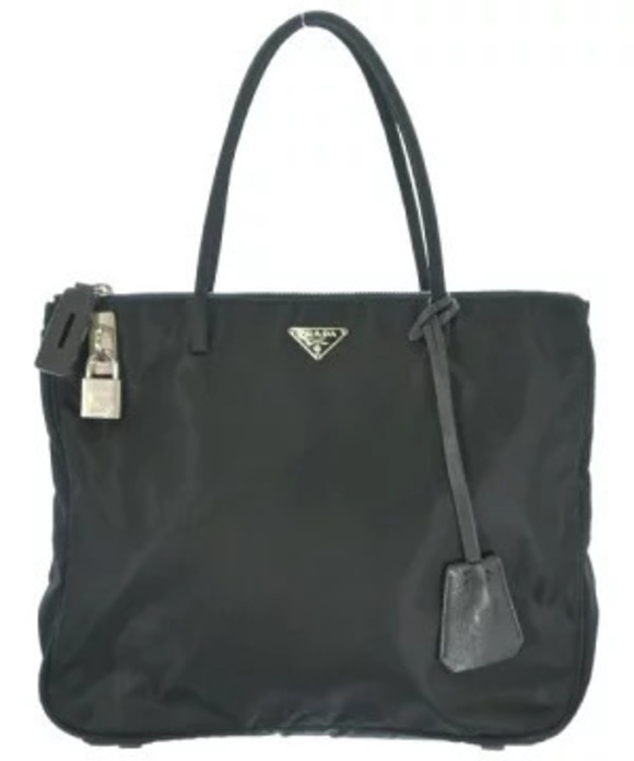 Prada Handbags - Prada black Tessuto tote double top handles enameled logo